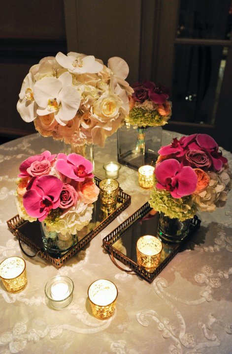 Centerpieces for Hydrangea & Phals.