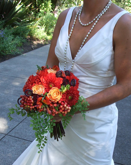 dahlias roses fern fronds