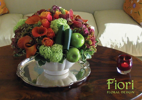 hydrangea roses callas viburnum