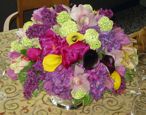 lilac peonies orchids viburnum callas